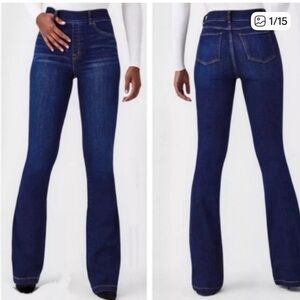 SPANX Flare Jeans Dark Wash Midnight Shade Pull On Small Petite
